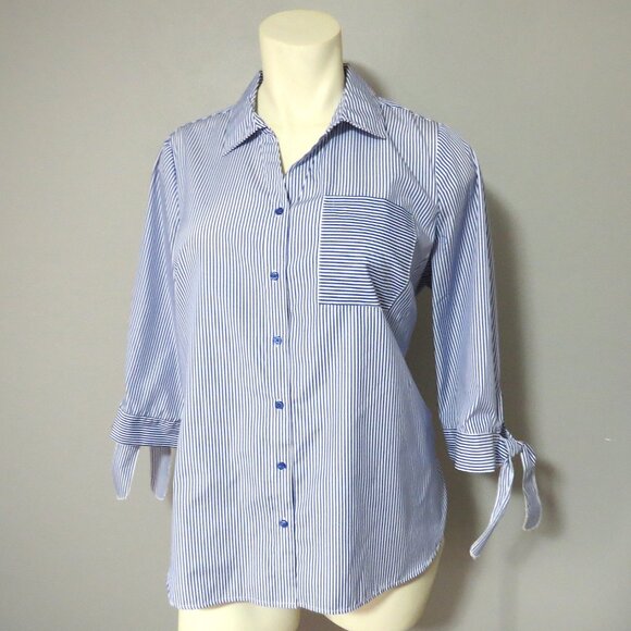 EST. 1946 Blue & White Striped Button-Front Blouse Size 18/20W - Picture 2 of 10